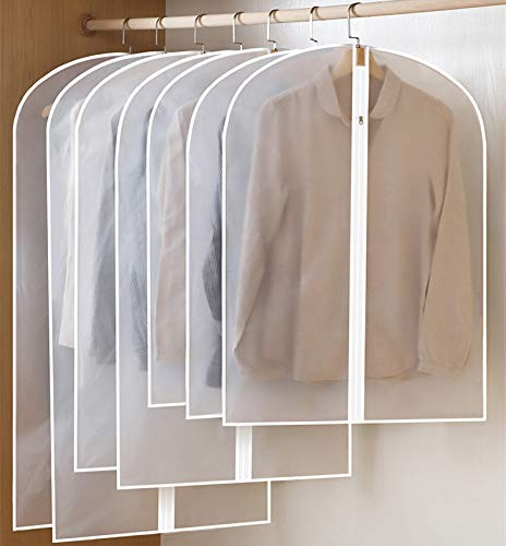 6 Stück Kleiderschutzhülle Kleidersäcke Anzugsack, Kleiderhüllen Transparent Atmungsaktiv Mottensicher, Schutzschild PEVA-Kleidungsbeutel Mit Reißverschluss, Taschen Für Lagerung Und Reise (60*120cm)