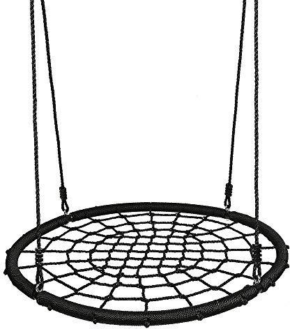 Willonin Altalena a nido d'ape, rotonda, per bambini, altalena a nido d'uccello in tessuto Oxford, altezza regolabile (150-180 cm), adatta per giardini esterni, carico massimo 200 kg (nero)