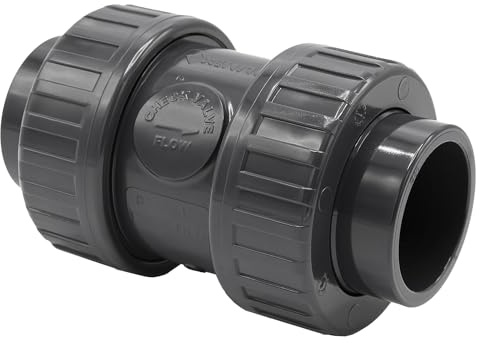 Baumaxxe PVC Rückschlagventil 50mm federbelastet I 1 1/2 Zoll Pool Kegelrückschlagventil PN16 mit 2 Klebemuffen I Rückflussverhinderer für Poolverrohrung und Teichbau I bm085