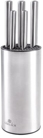 Gerlach Ambiente Messerblock Messerset Küchenmesserset 5 Messer Aus Edelstahl Küchenmesser im Block Kochmesser Brotmesser Gemüsemesser Küche Küchenutensilien Küchenzubehör, Silber