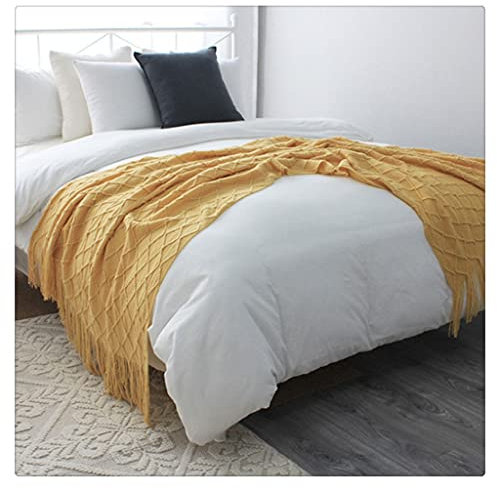 Baumwolle Quaste Strick Plaid Sofa Decke Abdeckung Stoff Gobelin Tagesdecke Heimtextilien Dekoration Schal Abdeckung Decke (Stil E 130x170cm)