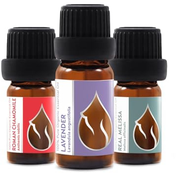 3er Set Süße Träume Bio-Ätherische Öle | 20 ml | Lavendel (10 ml), Römische Kamille (5 ml), Echte Melisse (5 ml) | 100 % rein und natürlich | Unverdünnt | 3 Stück