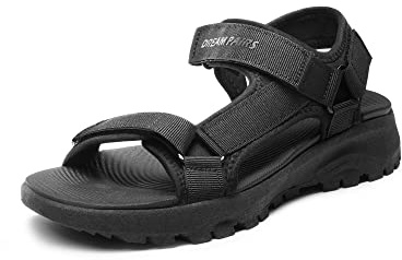 DREAM PAIRS Sandales de Sport et D'extérieur Femme Sandales Flat Sandales de Sport Femme Trekking Outdoor,Size 39,Tout Noir,SDSA2320W-E