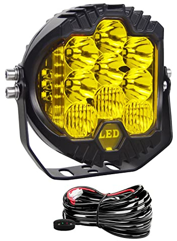 Willpower LED Scheinwerfer Traktor 7 Zoll 75W LED Arbeitsscheinwerfer 12V 24V 3000K Bernstein LED Offroad Zusatzscheinwerfer IP67 Wasserdicht Rückfahrscheinwerfer für Auto ATV 4x4 mit Kabelbaum