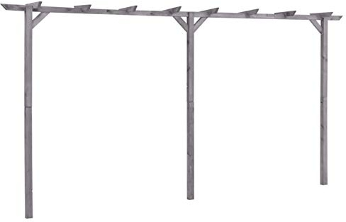 Keketa Garten Pergola Holzpergola Gartenlaube Rosenbogen Rankhilfe für Kletterpflanzen Torbogen Pergola für Garten Mit 3 Pfosten Grau 400x40x205 cm Imprägniertes Kiefernholz