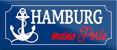 Magnet ''Hamburg Meine Perle'' 9,3x4cm Geschenk Lustige Sprüche Feier Vintage Retro Geburtstag Deko Party Überraschung Fan Landschaften Orte Städte Länder Urlaub See