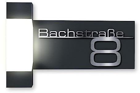 Metzler LED Außenleuchte, Aussenlampe in Anthrazit | Edelstahl Schriftzug | Steinbach