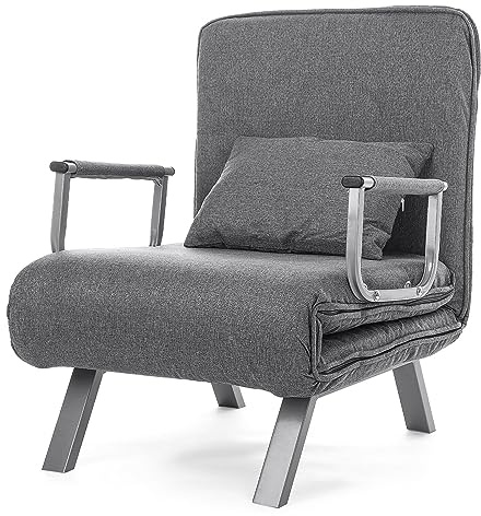 Youyijia 3-in-1 Sofa Bed, Convertible Adjustable Folding 5 Position Sleeper Beds with Back, Upholstered Seat Single Flip Chair Leisure Floor Couch for Small Space/Apartments