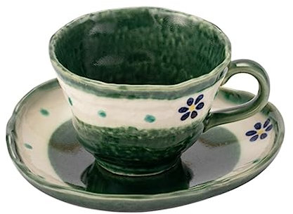 Tazzine Caffè Turco Tazze Piattino Per Tazza In Ceramica Con Fiori Riutilizzabili Per Bere Tè Al Latte Set Di Tazze Da Caffè Tazza Da Colazione Decorativa Per La Casa Tazzine Moka Tazzine Caffè ( Colo