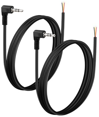 PNGKNYOCN 1/8 Stereo auf Blankdraht Audiokabel, 2 Pack 90 Grad Ersatz 3.5mm TRS Stecker auf Blankdraht offenes Ende für Audio Equipment Kabel Reparatur（1M/3FT）