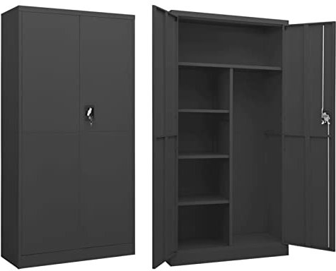 GuyAna Schließfachschrank Anthrazit 90x40x180 cm Stahl Metallschrank Werkstatt
