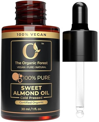 Plant Based Sweet Almond Oil – Organic Cold Pressed Almond Oil for Skin, Hair, Nails & Body – Ideal for Face Glow, Hair Strength & Nail Care – Can Be Used By Women & Men