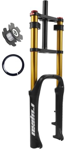 20 Tum Fet Gaffel Cykel Luftfjädrande Gafflar För 4.0 Feta Däck, Resor 110mm Justerbar Rebound Dubbel Axel Framgaffel 1-1/8 Skivbroms QR 9x135mm (Color : Gold, Size : 20inch)