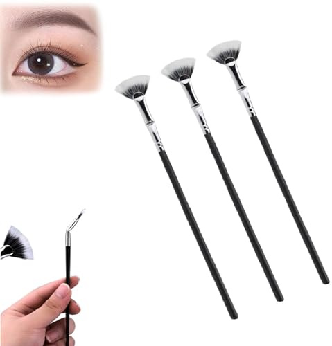 Brosse à cils festonnée à angle rabattable, 2024 New Mascara Fan Brush Eyelash, Eyelash Comb Mascara Fan Brush, Dolly Mascara Fan Brush, Fan Shaped Mascara Brush (3pcs)