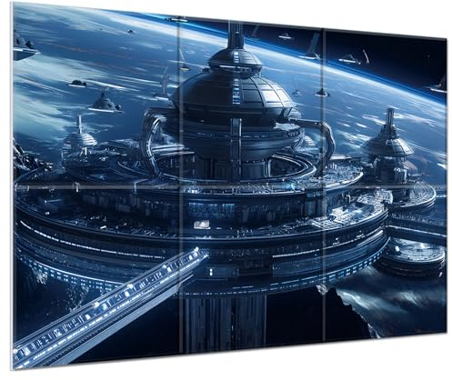JBER Panneaux Acoustiques Art, Lot de 6 Grandes Peintures Murales Auto-Adhésives pour Décoration Murale, Panneaux Absorbant le Son pour Studio d'Enregistrement, Salon, Salle de Bain, 180 x 120 cm