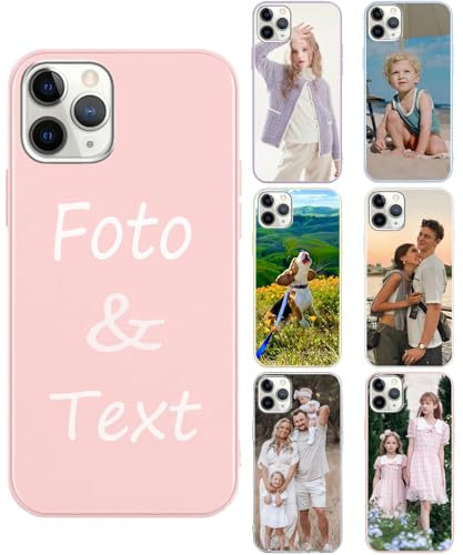 Custom Cover Personalizzata Custodia per iPhone 12 mini Personalizzato con Foto Testi,TPU Silicone Personalizza Case cover con foto personalizzata per iPhone,Rosa
