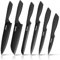 D.Perlla Couteau Cuisine Noir 6 Pièces Set Couteaux de Cuisine en Acier Inoxydable Extra Tranchante Couteaux de Table avec Manche Ergonomique, Noir