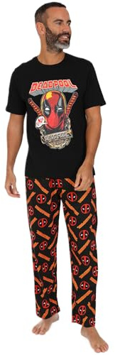 Marvel Langes Deadpool-Pyjama-Set für Herren, Nachtwäsche, Loungewear