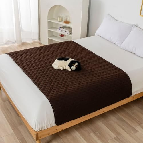 FANSU Welpen Unterlagen, Wiederverwendbare PIPI Matten für Hunde, Inkontinenzunterlage Waschbar, Welpenunterlage für Bett (100x127cm,Braun)