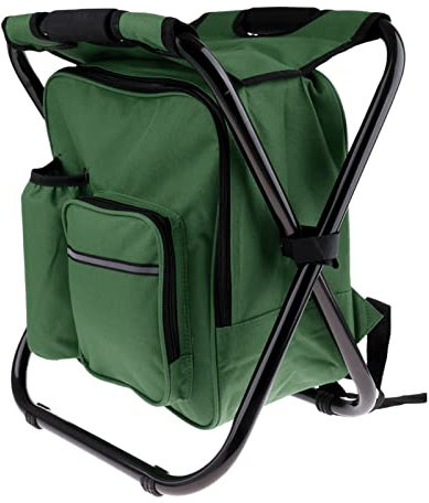 XANAYXWJ Sedia da Pesca Sedie Pieghevoli da Esterno Sgabello da Campeggio Portatile per Picnic con Borsa Termica Sedia da Pesca da Spiaggia da Viaggio a Temperatura costante(Verde)