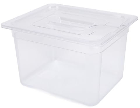 Recipiente Sous Vide con Tapa, Recipiente de Plástico Transparente para Olla de Cocción Lenta de 12 Litros, Recipiente de Almacenamiento de Alimentos Familiar Grande y Resistente