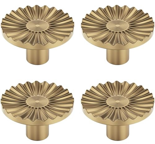 SYZOW 4 Stück Möbelknöpfe Schrankknöpfe Antik Messing Schubladenknöpfe Knauf (Champagne Bronze, Einzelloch)