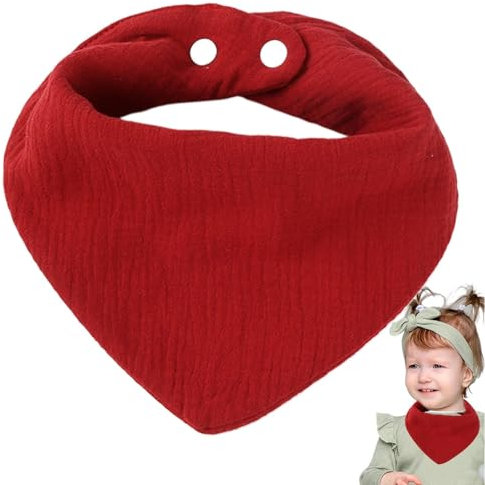 brooksnaji Baby-Lätzchen aus Baumwolle, Bandana aus Baumwolle für Babys - Dreieckstuch aus weicher Baumwolle,einfarbige Babylätzchen für Kleinkinder, Sabberlätzchen, rot, Fare riferimento alla