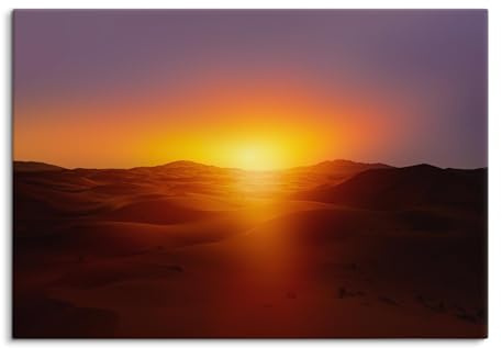 Paul Sinus Wandbild 100x70cm Sonnenaufgang über der Wüste, faszinierende Wüstenlandschaft, leuchtende Farben, inspirierender Horizont, friedliche Naturkulisse