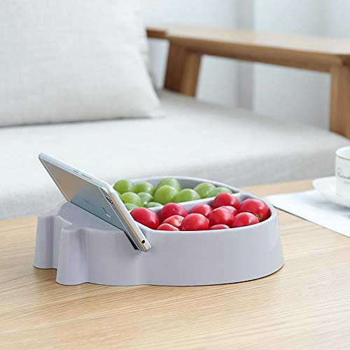Mingsway Nussschale, Snackschale mit Handy-/Tablet-Halter, grau, dekorativ, spritzgegossen, Polypropylen (PP), quadratisch, lässiger Filmabend