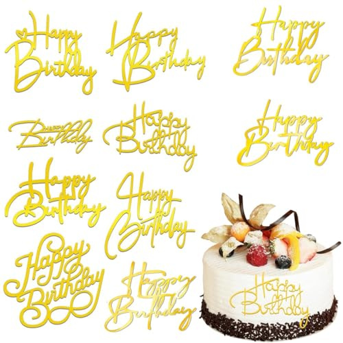 COYUN 10 Stück Happy Birthday Cake Topper, Acryl Tortendeko Geburtstag, Cake Decoration, Cupcake Topper