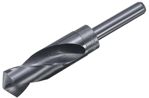 sourcing map Punta da trapano da 25 mm con codolo ridotto 9341 in acciaio ad alta velocità HSS nitrurazione superficie nera 135° per acciaio, lega di alluminio, legno, plastica, metallo