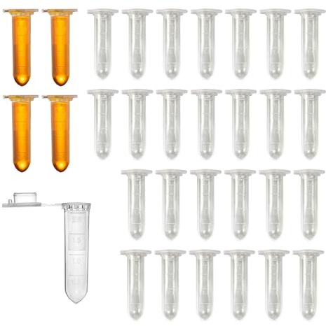HAXIHA 200 Pièces Tube Microcentrifugeuse,2ML Tube à Centrifuger Récipients à Réaction avec Snap Capuchon,pour l'analyse d'échantillons en Laboratoire Conteneur de Stockage d'Échantillons