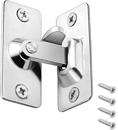 90 Degree Right Angle Door Lock Buckle Small Bolt Lock, Stainless Steel Door Latch Internal Door Lock Bathroom Lock Toilet Door Lock Hasp Latch Safety Sliding Door Latch (Silver - 1 Pack)