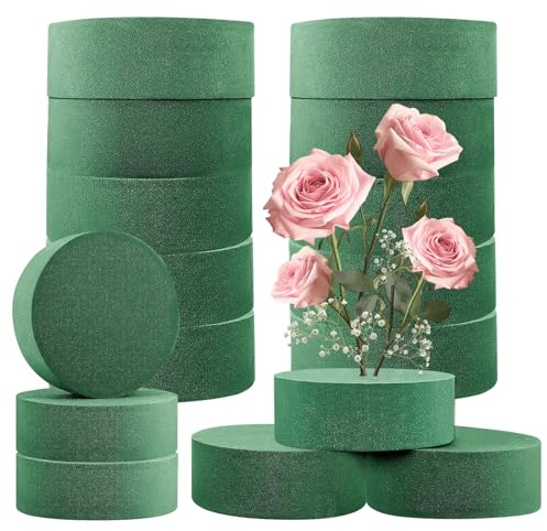 AIUNBEST Mousse Florale 16 PCS, Mousse Pour Fleurs 8×4 cm Mousse Fleur à Piquer Ronde Mousse Verte Fleuriste Pour Les Mariages la Décoration le Jardin et les Événements