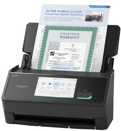 ScanSnap iX2500 Escáner de Documentos, Fotos y Recibos inalámbrico o USB de Alta Velocidad habilitado para la Nube con Pantalla táctil Grande para Mac o PC, Incluye Plan de protección de 4 años