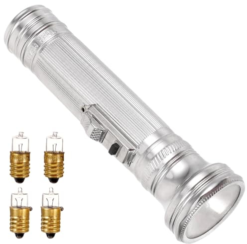 jojofuny Lampe de Poche Vintage en Métal, Lampe de Poche Portable à L'ancienne, Design Classique Des Années 80, 14 X 4 Cm, 5 Ampoules, sans Piles