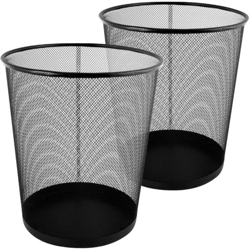 SUSTANIA Papierkorb 2er Set Schwarz Metall Draht Mülleimer 20L Büro Abfalleimer - Durchmesser 29cm Höhe 34,5cm Papiermülleimer für Büro und Zuhause