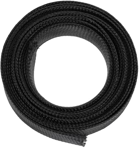 NUOBESTY Long Black Pet Cable Sleeve Stretchy Wire Protector for Data and Network Cables for Desktop and Floor Wire Organizing Tool
