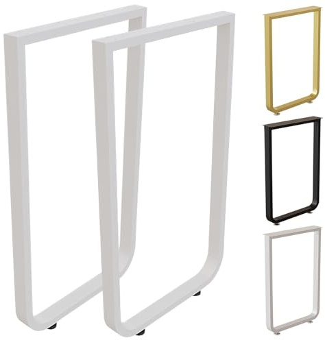 Tischbein Metall Möbelfüße Für Sitzbank, Quadrat Industrial Tischgestell Tischkufen Abgerundeter Boden, 2 Stück Ersatz Stützfüße Beine Für Couchtisch/Schränke/Stühle, Verstellbare Füße(White,50x72cm)
