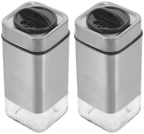 Toyvian Set 2 Dispenser Sale e Pepe in Acciaio Inox 304 Fori di Versamento Regolabili, Bottiglie Quadrate a Tenuta Stagna per Condimenti da Cucina, Accessori Cucina Versatori Precisi
