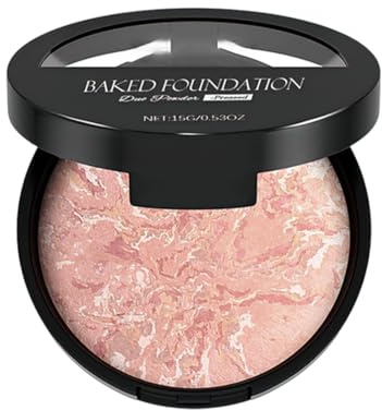 NHPY 1 pieza de base de maquillaje en polvo horneada, base de maquillaje compacta, polvos en polvo, corrector de color, cobertura modulable de ligera a media, efecto mate semimate
