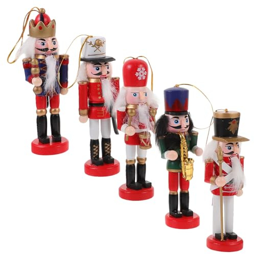 STOBAZA 5 Pezzi Decorazione Natalizia in Legno Pupazzo Schiaccianoci Rosa, Facile da Posizionare, Stile Cartone Animato per Interni e Tavolo delle Feste