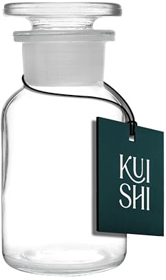Kuishi 50ml Glass Apothecary Jar with Clear Glass Stopper – Recycled Glass Storage Jar for Dry Food, Wedding Decor & Home Styling, Clear