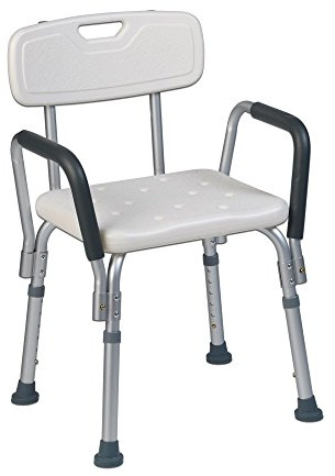 Teqler ® T-135303 Silla de Ducha Ajustable en Altura, Taburete de Baño para Personas Necesitadas de Cuidados, 38-45 cm