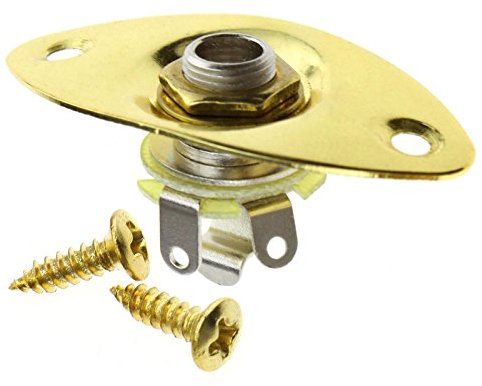 E-Gitarre input Klinkenbuchse/Jackplate Steckdose +Schraube Gold Ovale Form
