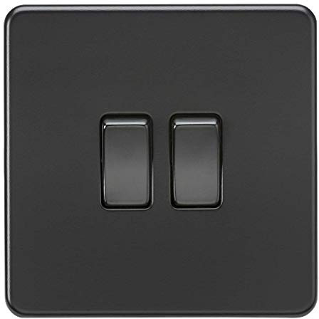 Knightsbridge SF3000MBB 2-Wege-Wippschalter, schraubenlos, 2 G, 230 V, Mattschwarz
