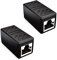 deleyCON 2 Piezas RJ45 Acoplamiento (1000 Mbit) Gigabit Cable LAN Cable de Extensión Ethernet Adaptador Conector Compatible con Cat8, Cat7, Cat6, Cat5 Patch Cable DSL PoE 2X RJ45 Socket - Negro