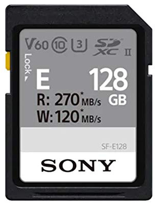 Sony 128GB SF-E Series UHS-II U3 V60 Sdhxc Digital Memory Card - Read 270MB/S Write 120MB/S SFE128
