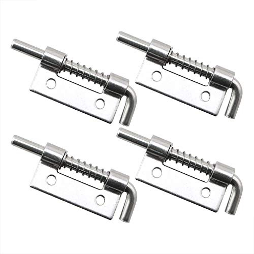 ZRM&E 4pcs 304 Stainless Steel Flat Pin Hinge Spring Latch Movable Spring Bolt Hinge Distribution Cabinet Box Upper and Lower Door Shafts for Cabinet Door