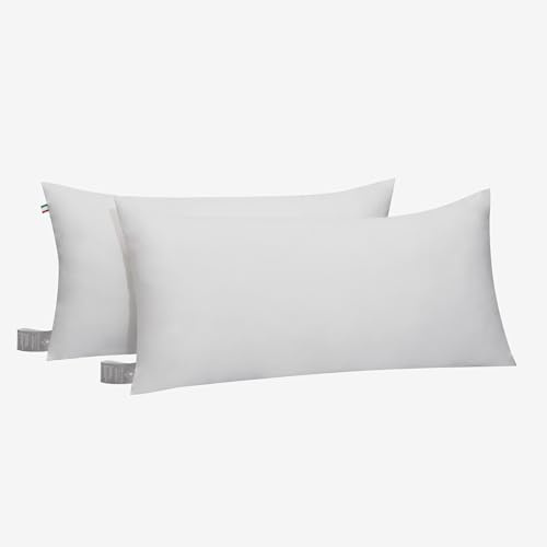 FAM Home Cuscino da Letto Coppia 50x80 cm I Cuscini Letto Morbido in Microfibra Anallergico Lavabile I Adatto per Dormire in Tutte Le Posizioni I 2 Pezzi